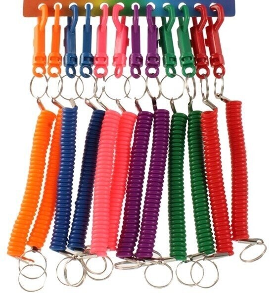 Spiral Key Rings Assorted Colours Pack of 12