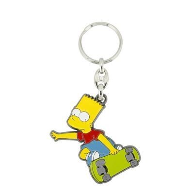 Bart Simpson Enamel Keyring - Skateboard