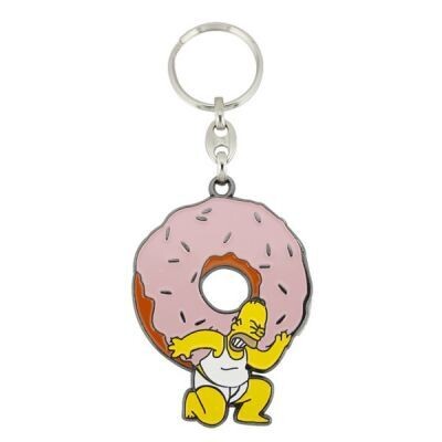 Homer Simpson Enamel Keyring - Doughnut