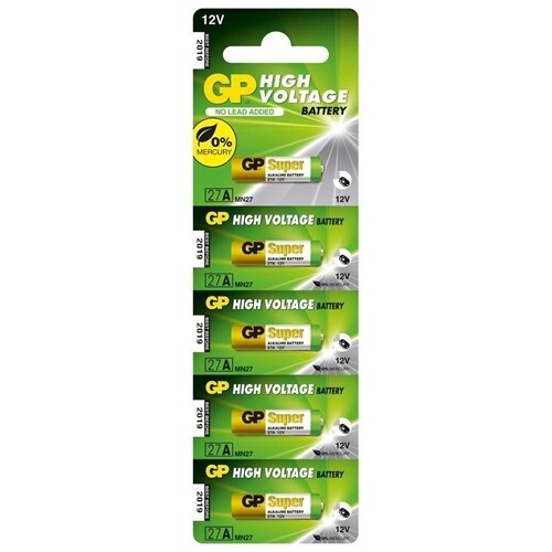 GP 27A High Voltage Alkaline Batteries Strip of 5