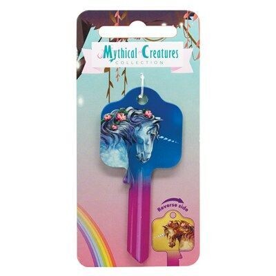 Mythical Creatures Roses and Gold Unicorn Licensed UL2 Cylinder Key Blank