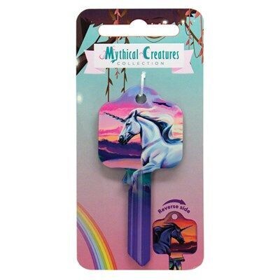 Mythical Creatures White and Black Unicorns Licensed UL2 Cylinder Key Blank
