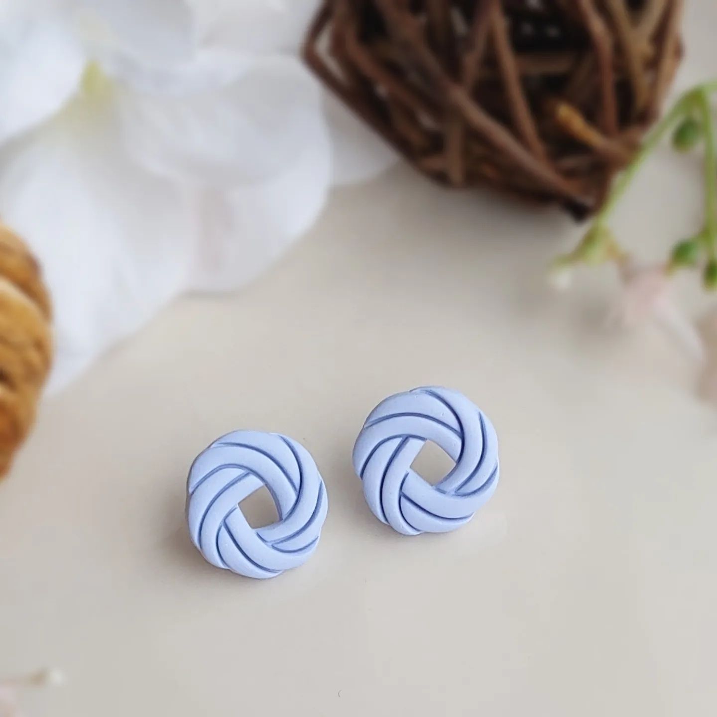 Elegant Knot Studs - Powder Blue
