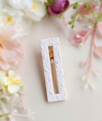Botanical Hair Barrette - White Regtangle