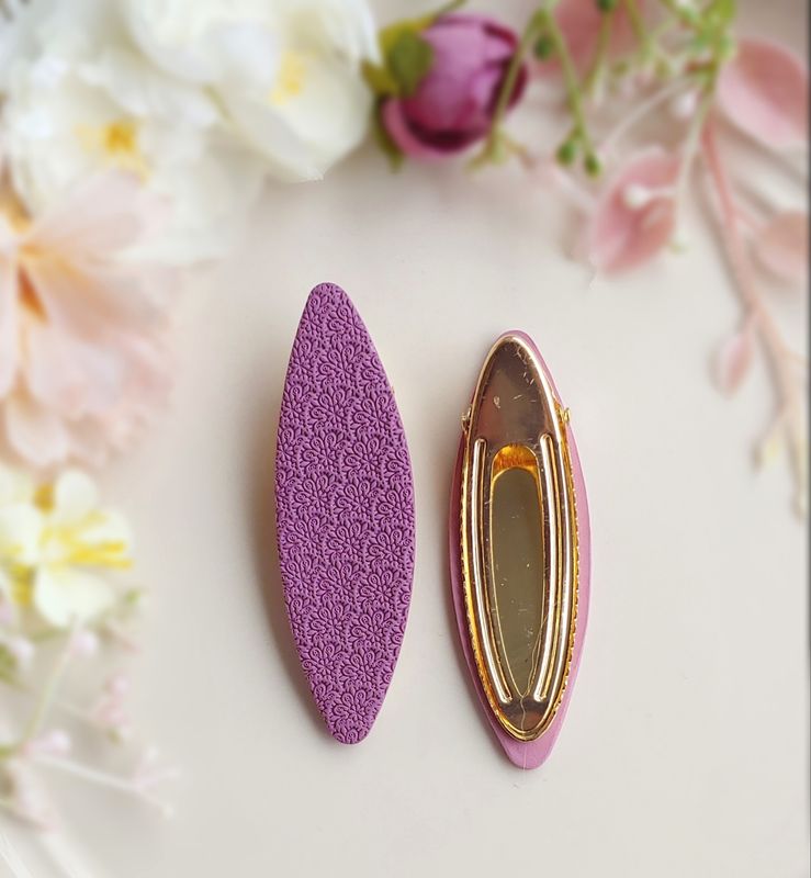 Textured Hair Barrette - Violet Oval