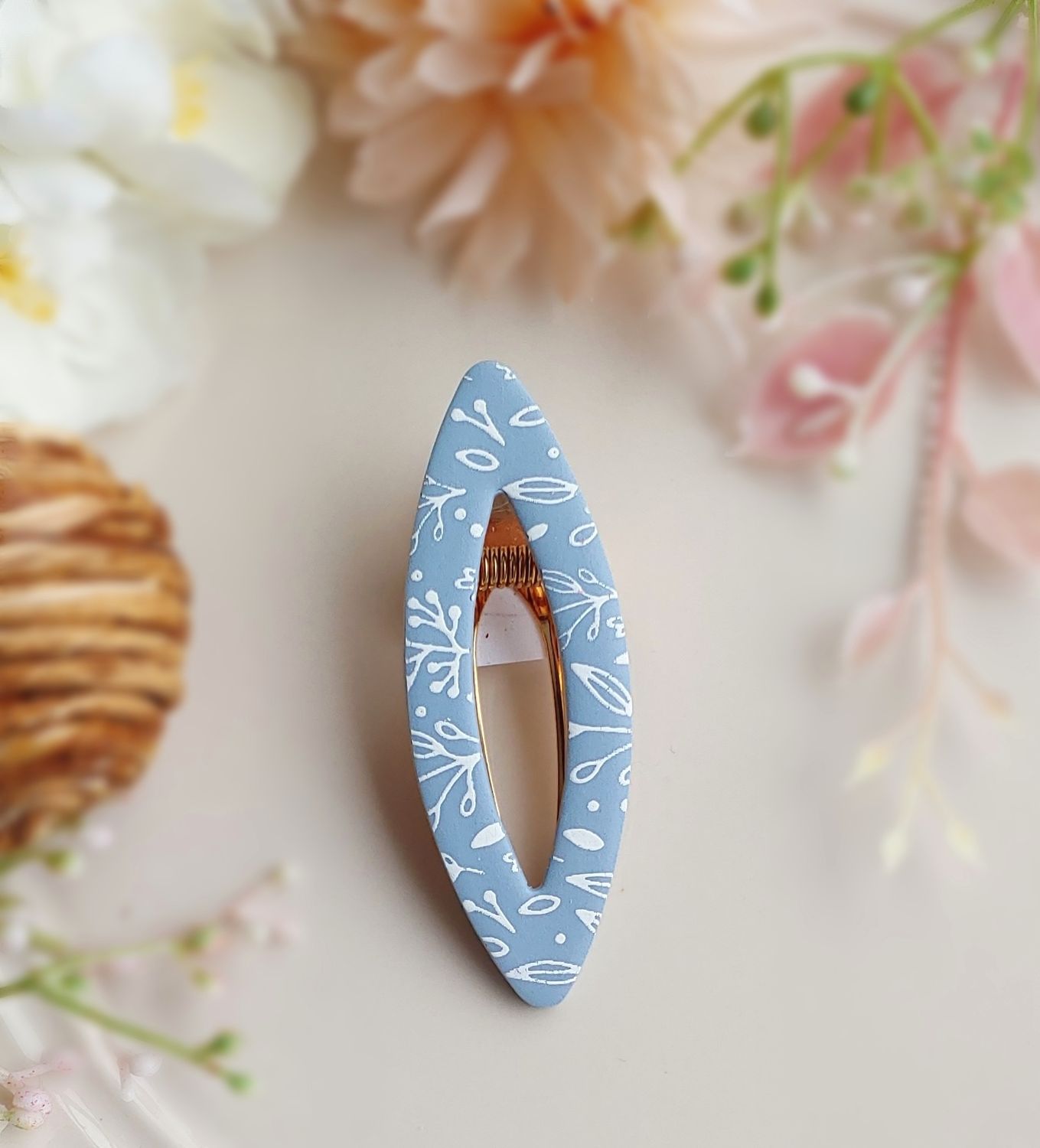 Botanical Hair Barrette - Wedgewood Blue