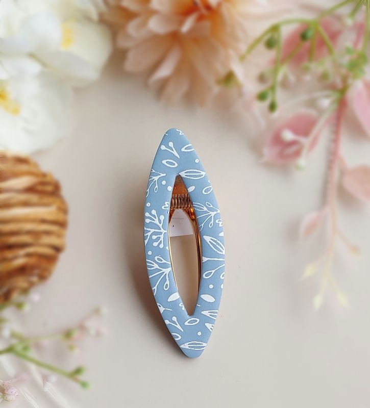 Botanical Hair Barrette - Wedgewood Blue