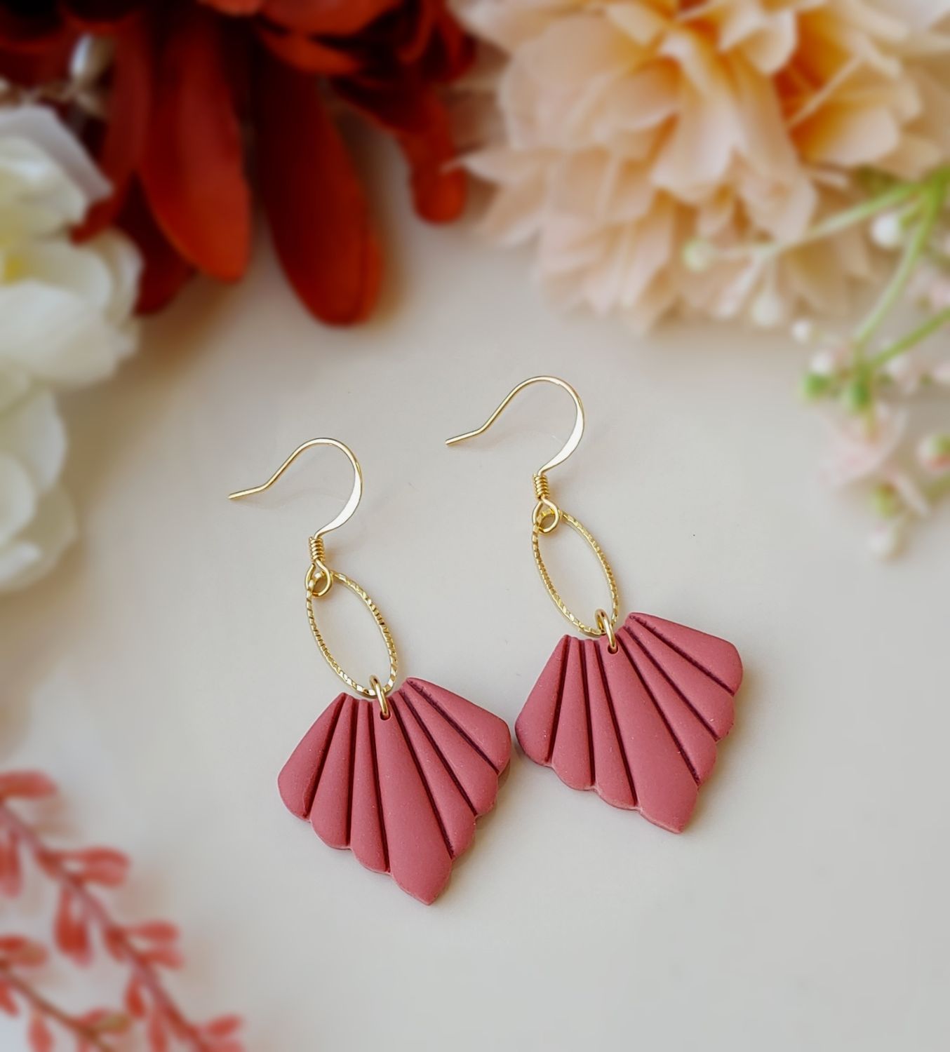 Elegant Fan Dangles - Rosey Orange