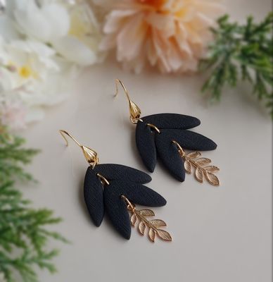 Tiered Leaf Dangles - Black
