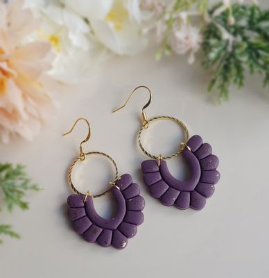 Gold Fleck Dangles - Dark Purple