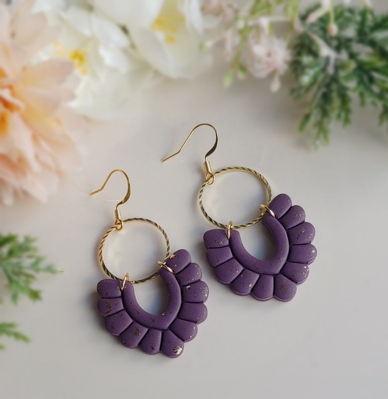 Gold Fleck Dangles - Dark Purple