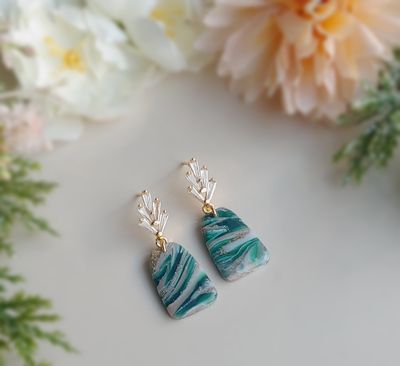 Forest Green Marble Dangles