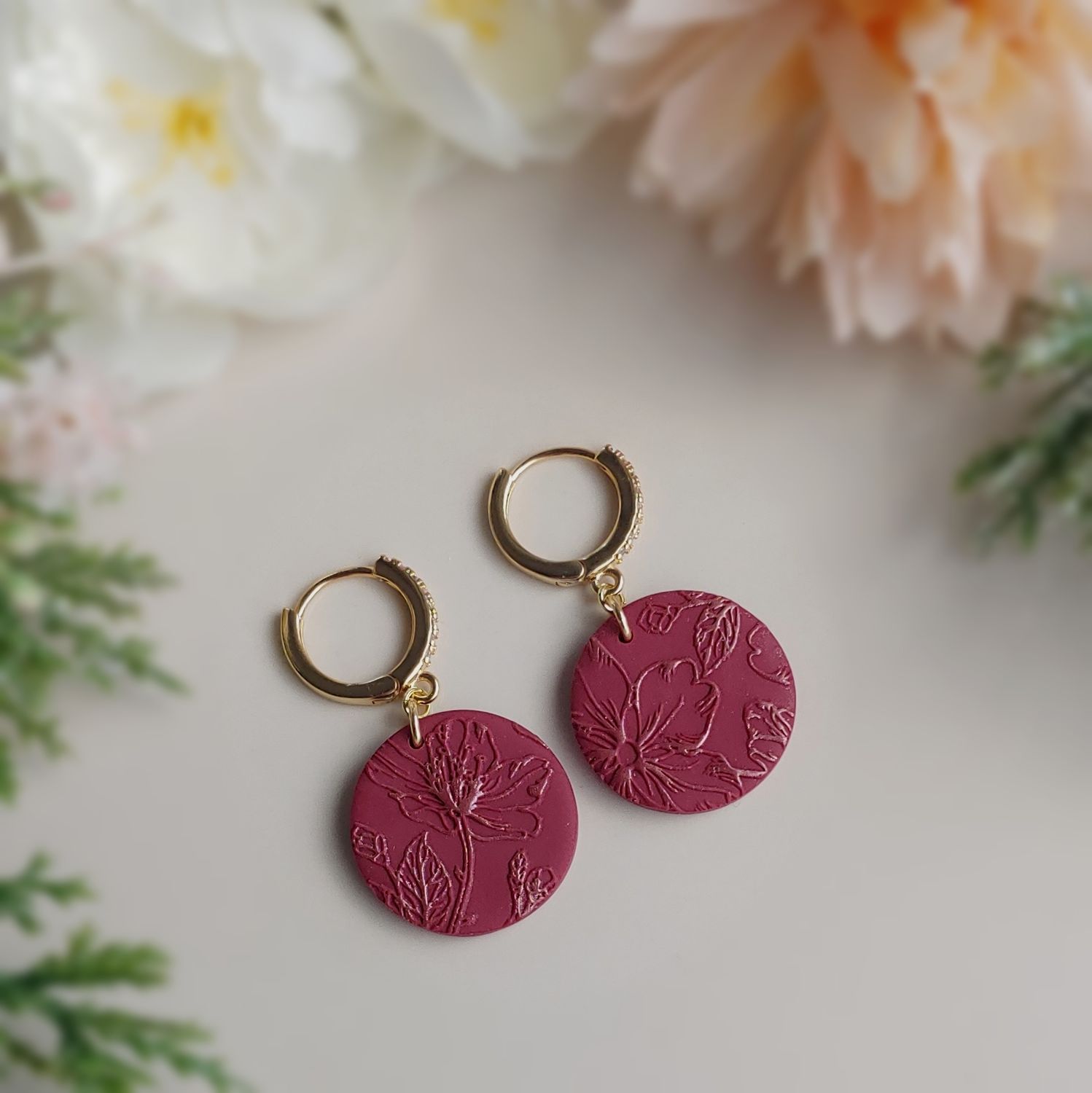 Floral Embossed - Burgundy