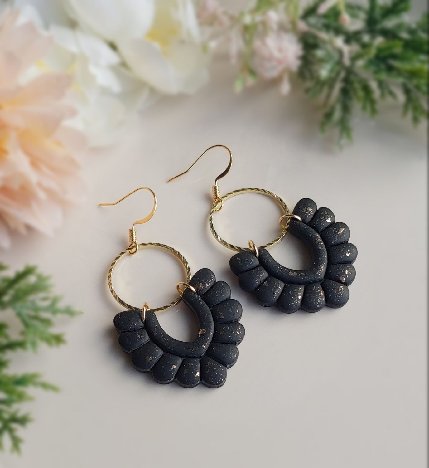 Gold Fleck Dangles - Black