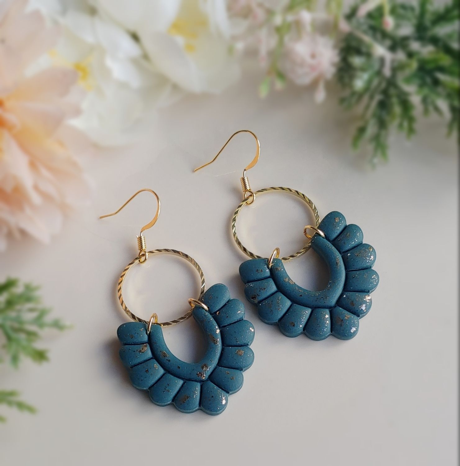 Gold Fleck Dangles - Emerald Green