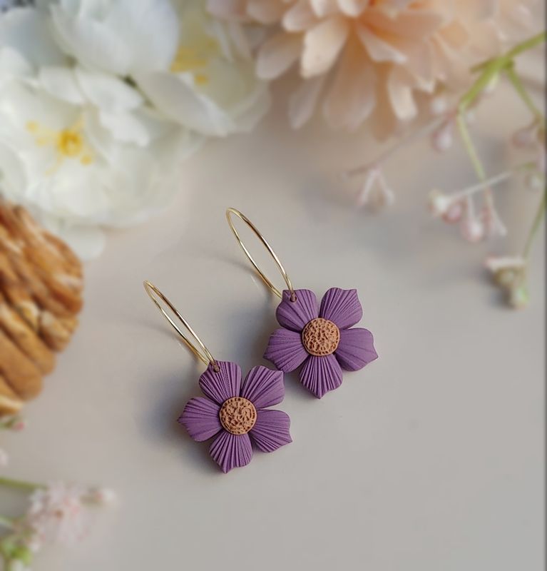Purple Flower Hoops