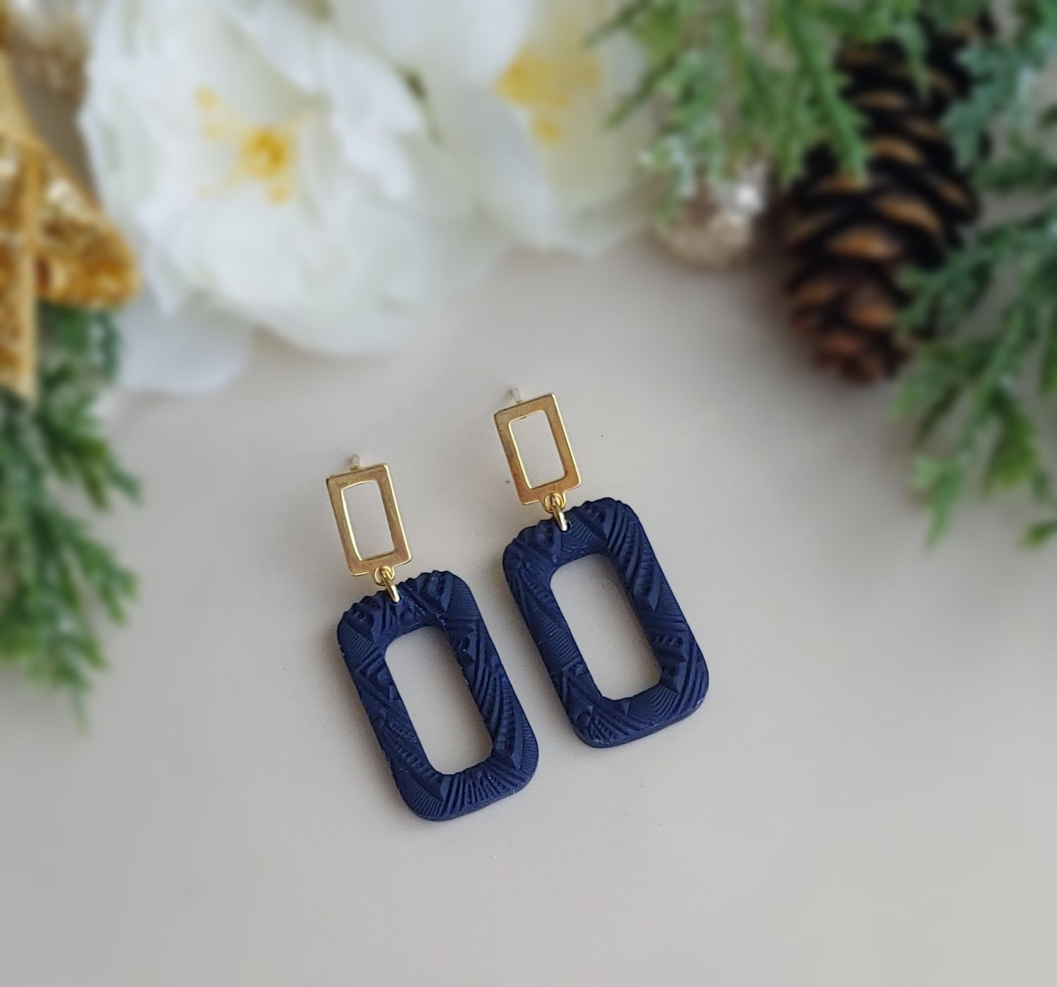 Navy Rectangle Dangles