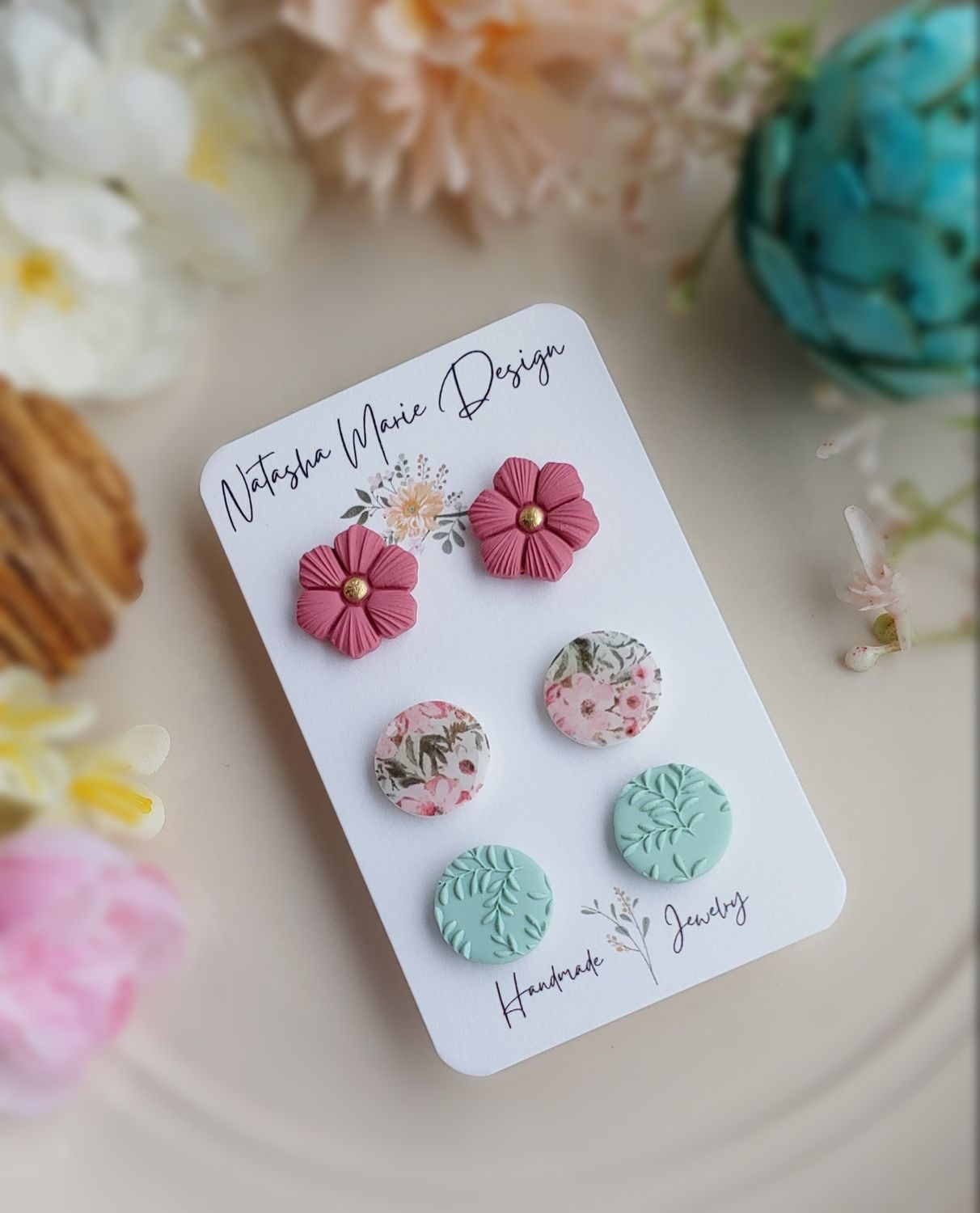 Pink/Floral/Mint Trio