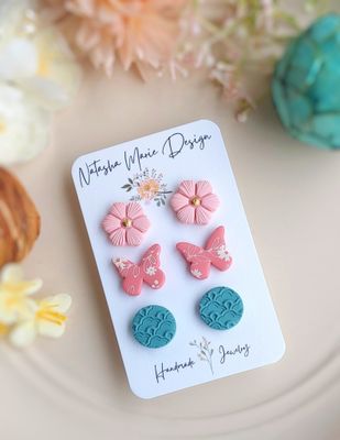 Flower/Butterfly/Blue Trio
