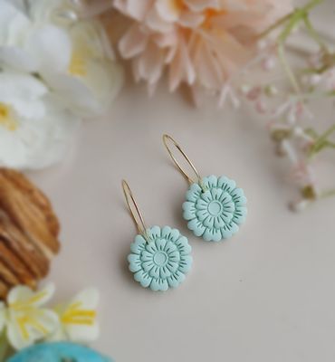 Zinnia Flower Hoops - Mint