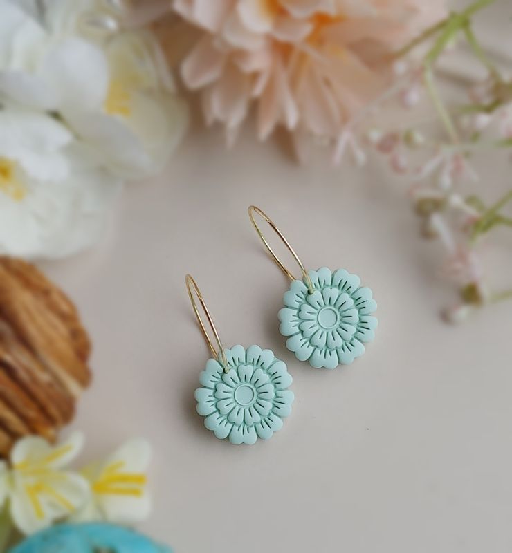 Zinnia Flower Hoops - Mint