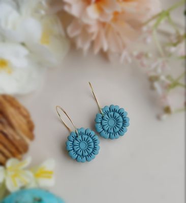 Zinnia Flower Hoops - Blue