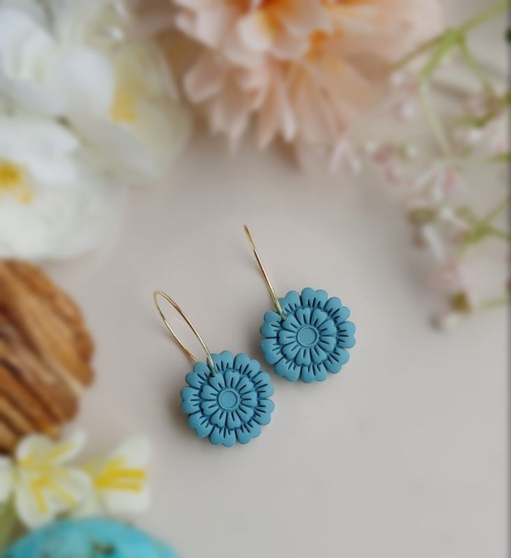 Zinnia Flower Hoops - Blue