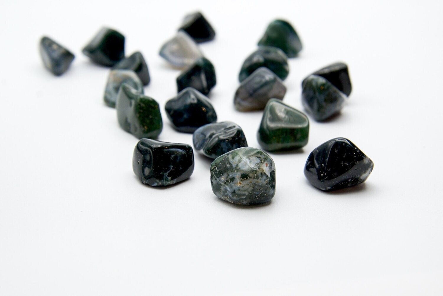 MOSS AGATE TUMBLES SET