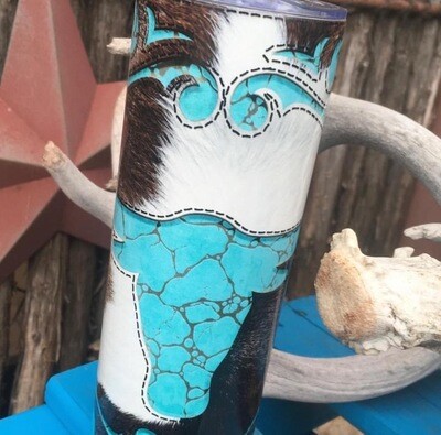 Stainless Steel Turquoise Steer head Skinny