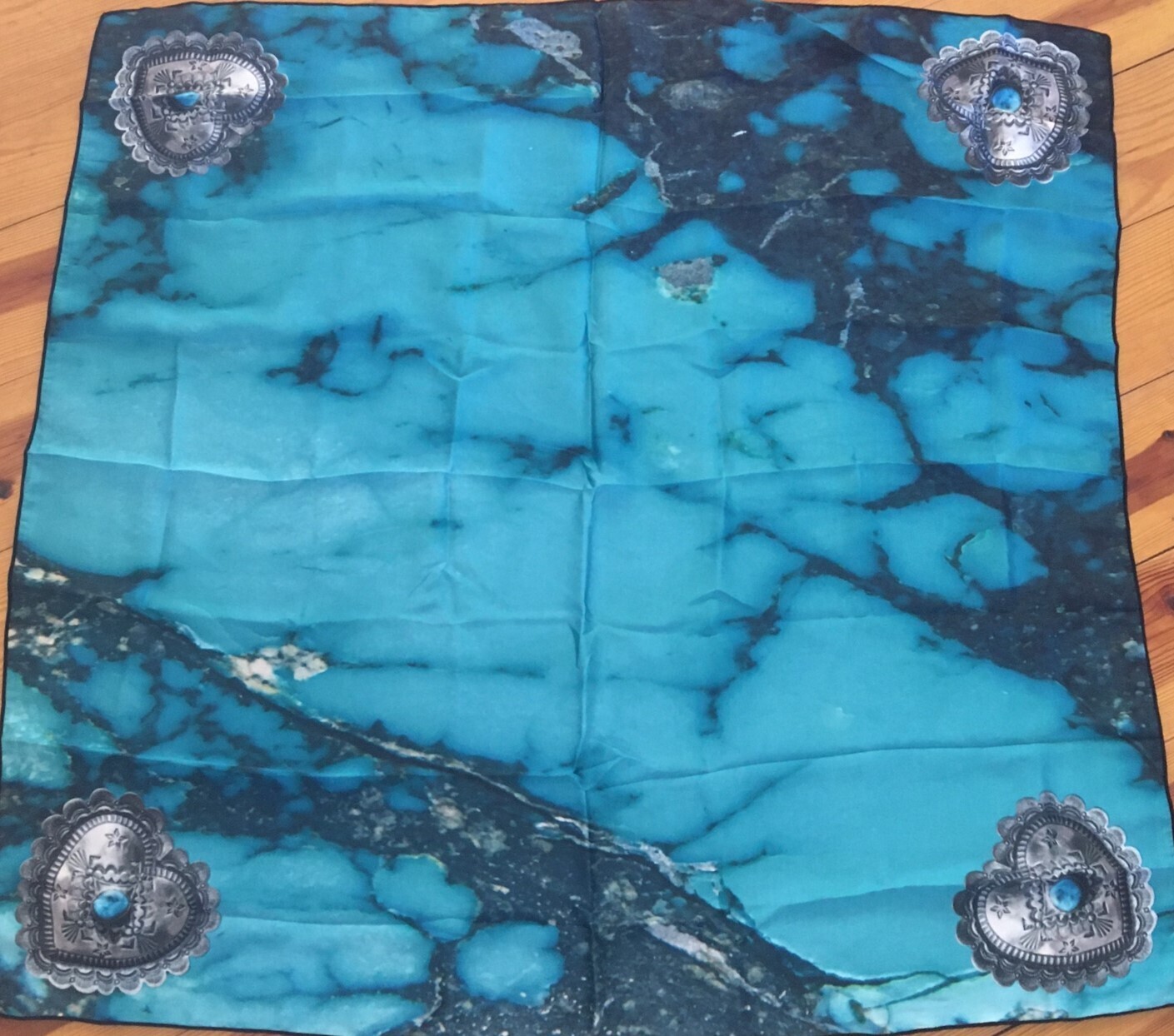 Turquoise and Heart Conchos Scarf