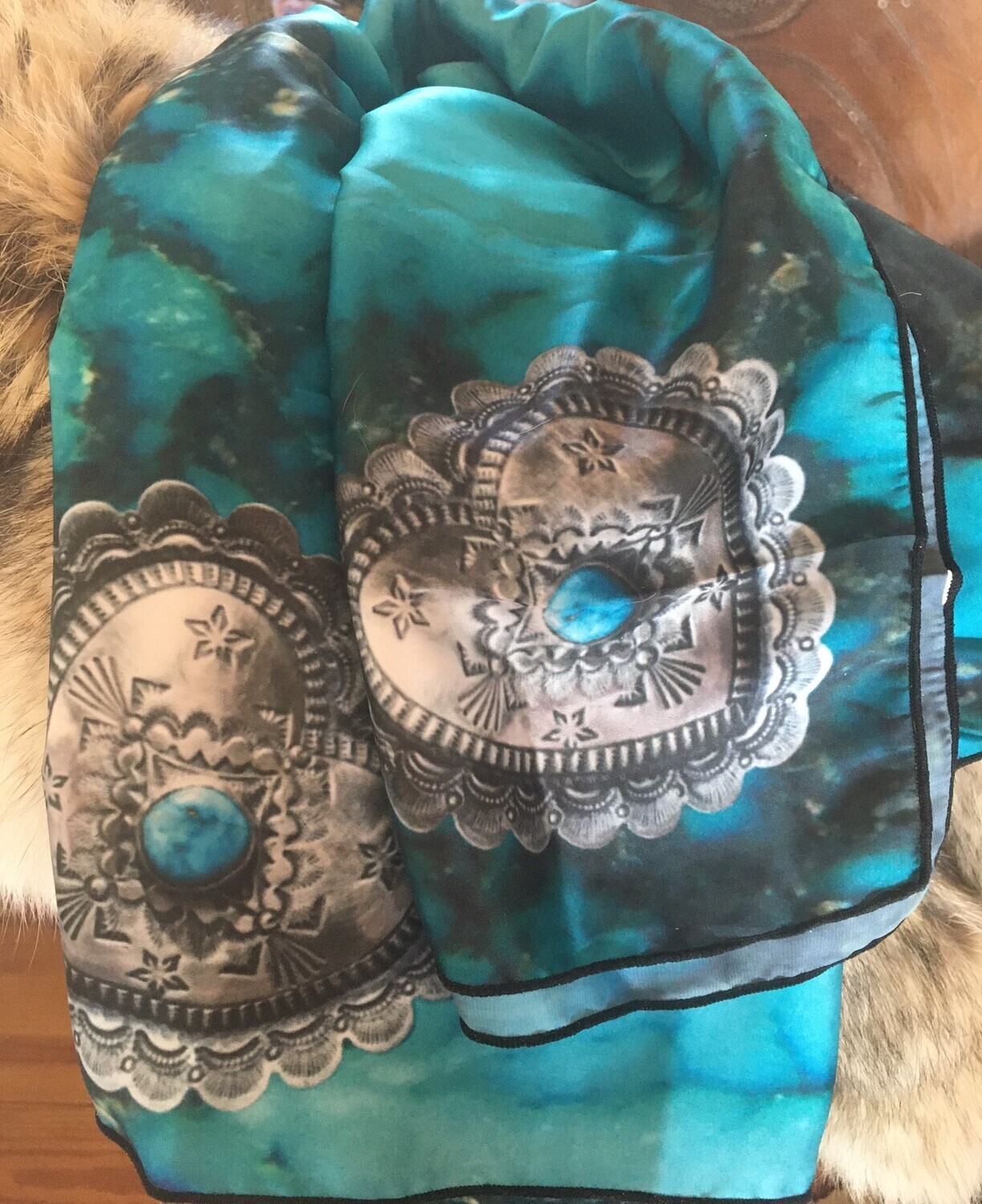 Turquoise and Heart Conchos Scarf