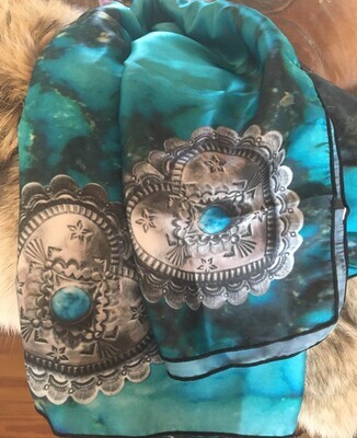 Turquoise and Heart Conchos Scarf