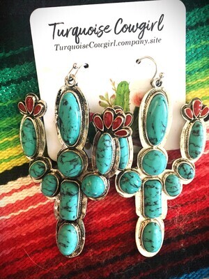 CACTUS EAR BOBS! (TURQUOISE)