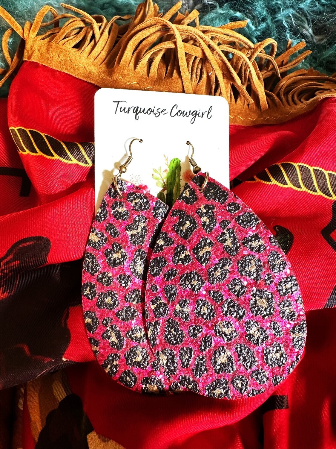 Pink Leopard Dangles