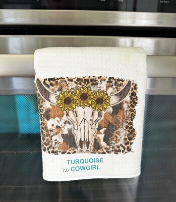 Skulls and Sunflowers Dish Towel