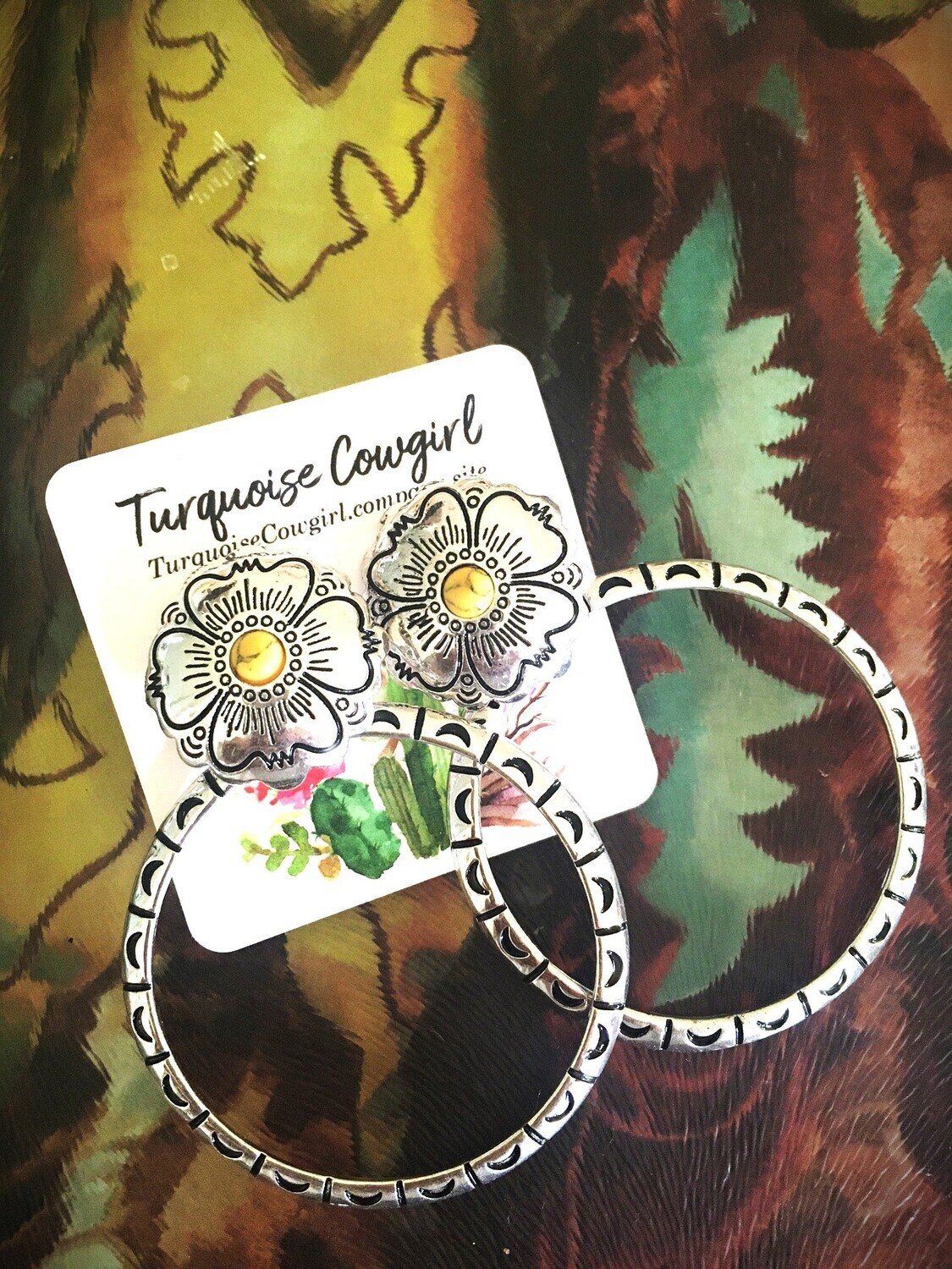 Yellow Flower Hoops