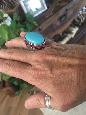 TEXAS-SIZED Turquoise/Red Ring