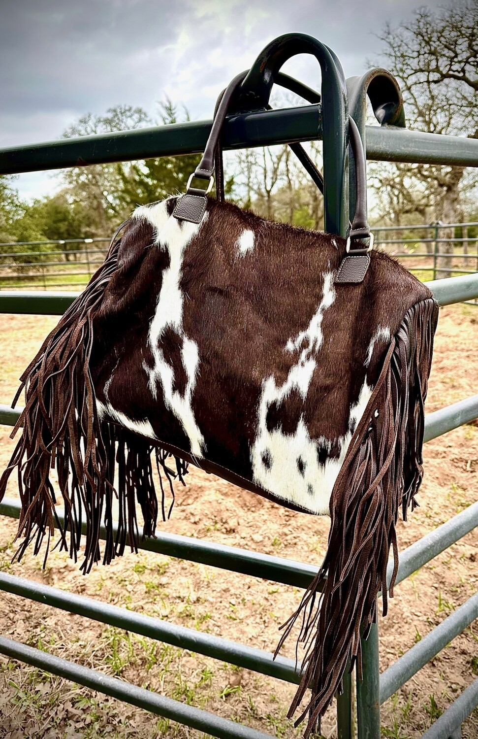 Xl Duffle Bag - Leather Hair on Cowhide Travel Weekender - BLACK AND WHITE