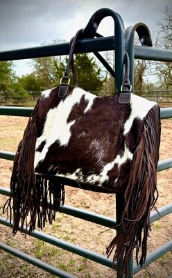 Xl Duffle Bag - Leather Hair on Cowhide Travel Weekender - BLACK AND WHITE