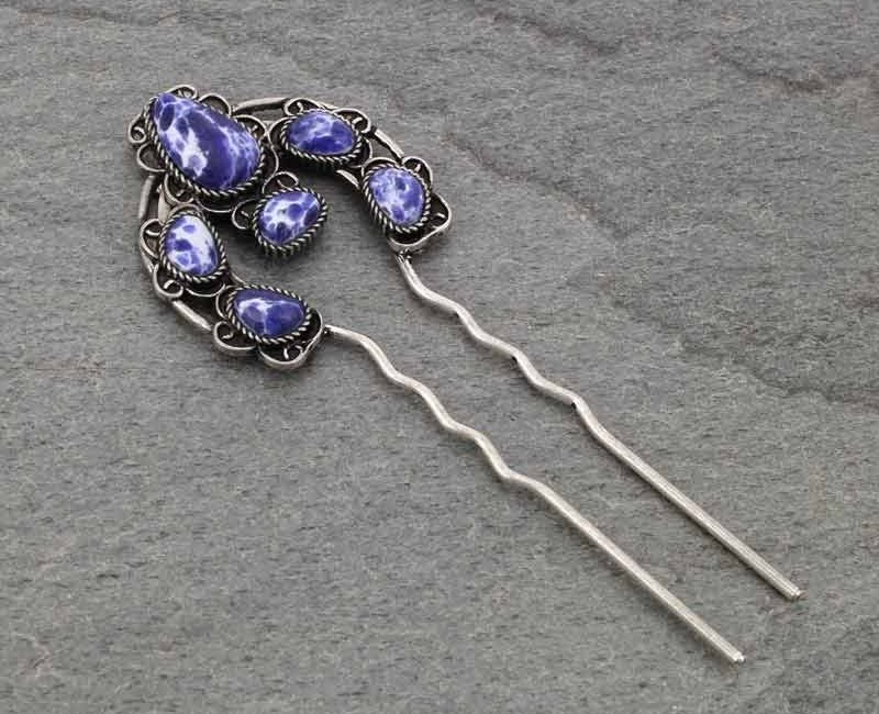 Denim Stone Hair Pin