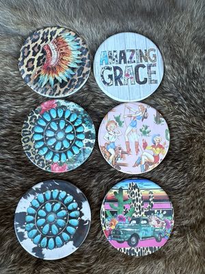 VINTAGE COWGIRL CAR COASTER