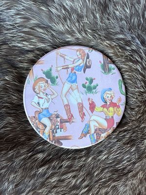 VINTAGE COWGIRL CAR COASTER