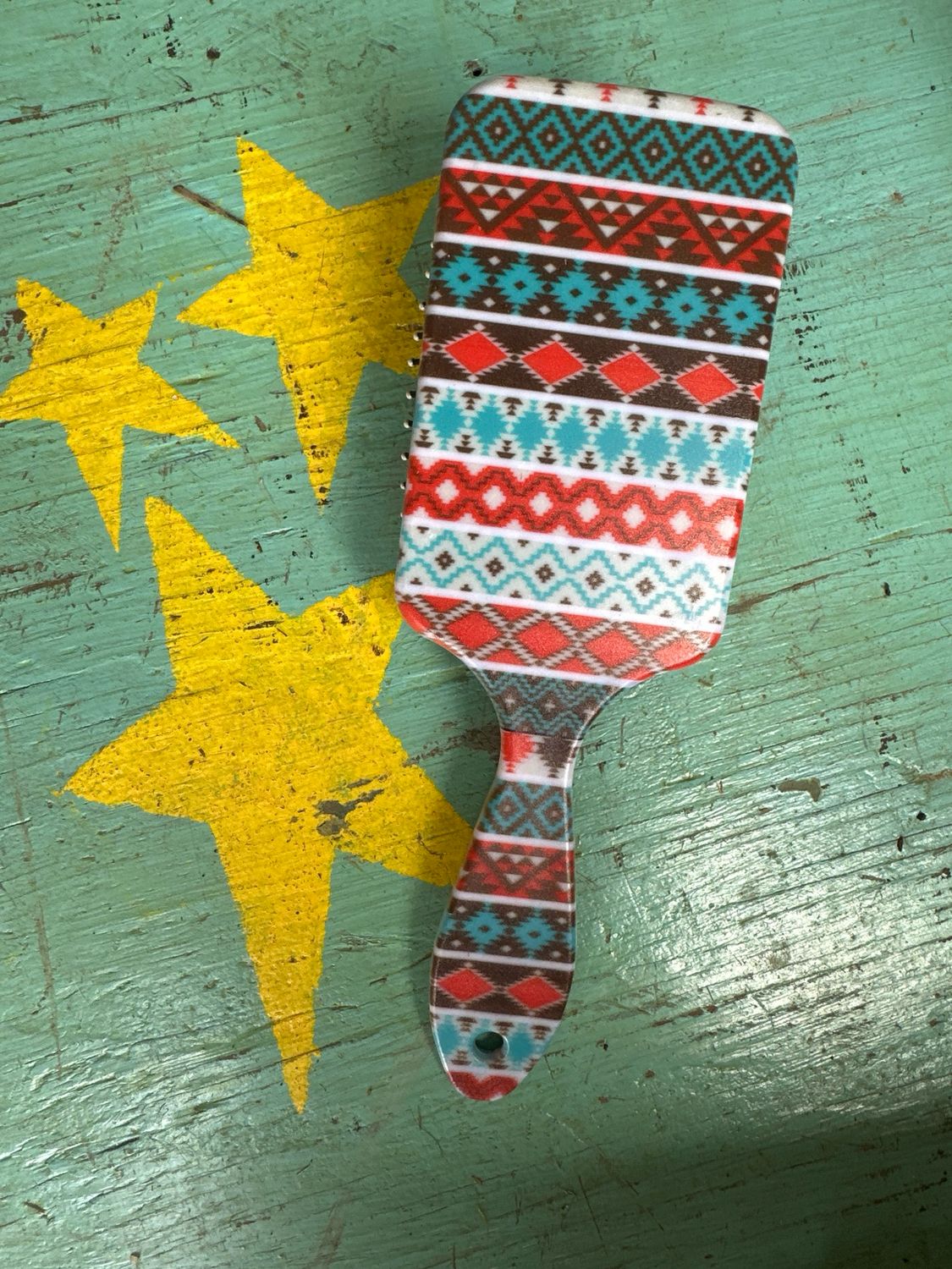 SOUTHWEST ORANGE &amp; TURQUOISE Paddle Brush