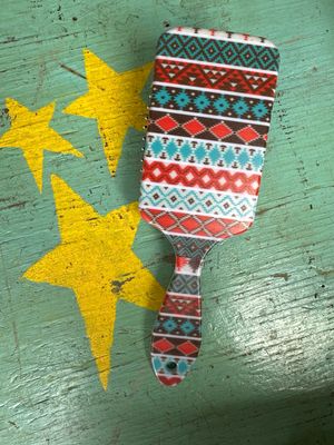 SOUTHWEST ORANGE &amp; TURQUOISE Paddle Brush