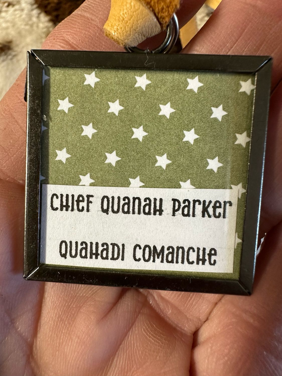 Quanah Parker Framed Glass On Deerskin