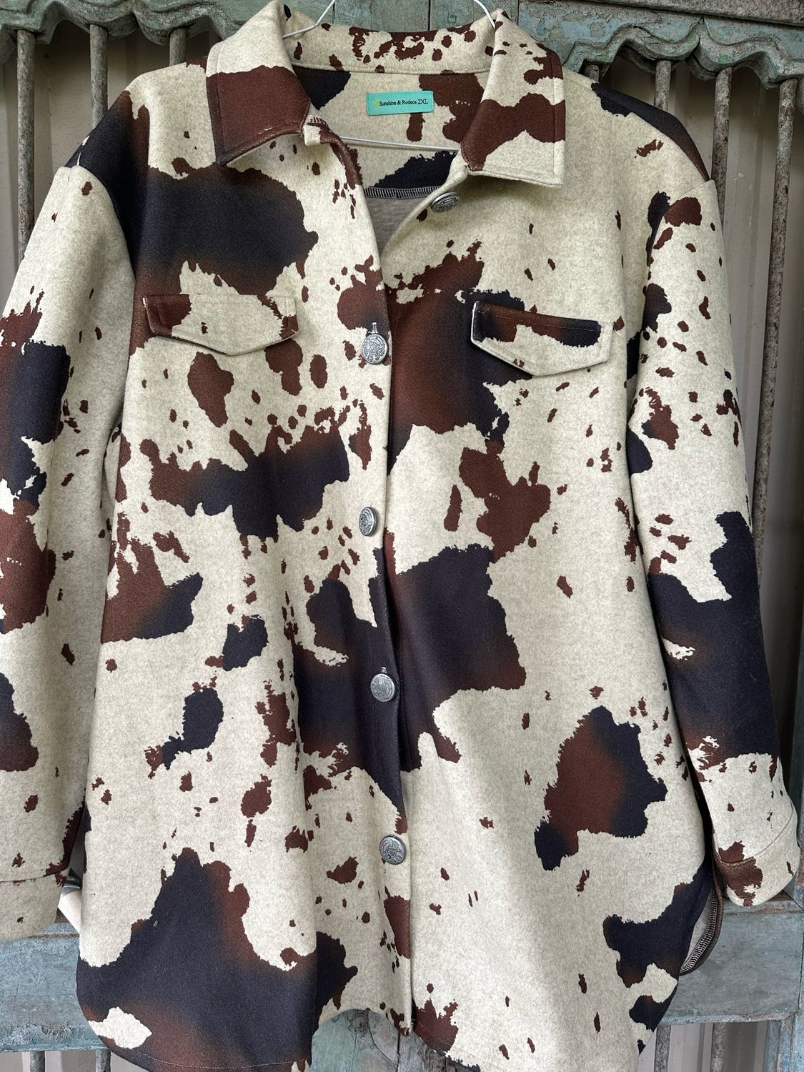 Rustic Cowprint Shacket-XL