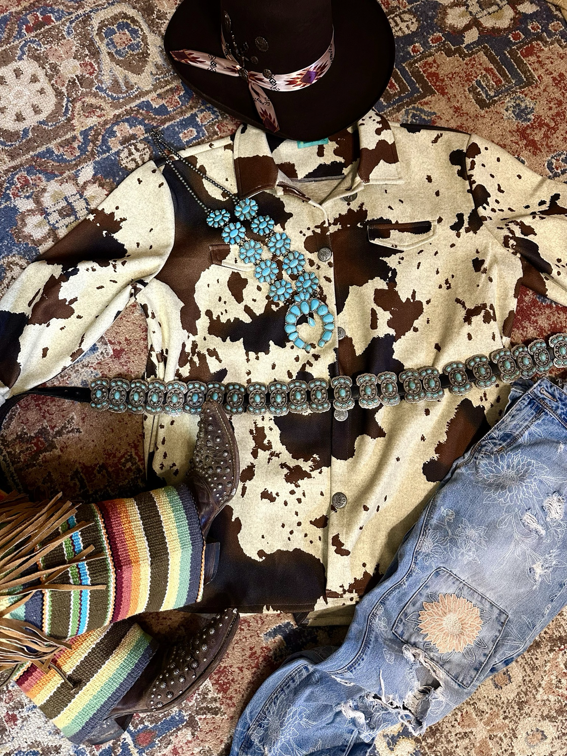 Rustic Cowprint Shacket-3X