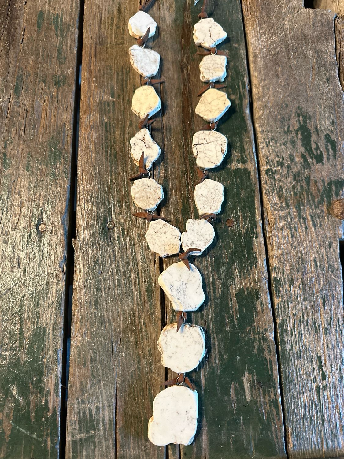 Slab "Y" Necklace on Leather