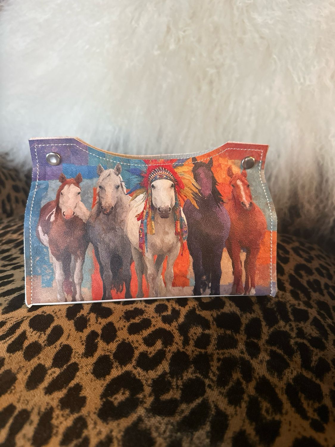 Western/Southwestern Tissue Holder-NATIVE HORSES