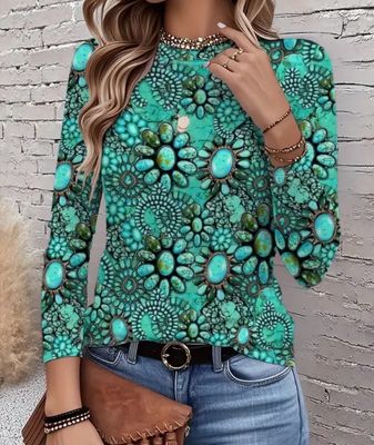 Green Turquoise Squash Blossom Top-XL
